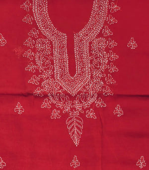 DRAVINAM Trends Women’s Cotton Unstitched Chikankari Suit Set with Dupatta & Bottom | Hand-Embroidered Lucknowi Dress Material | Premium Ethnic Wear for Women | Free Size (3-Piece)