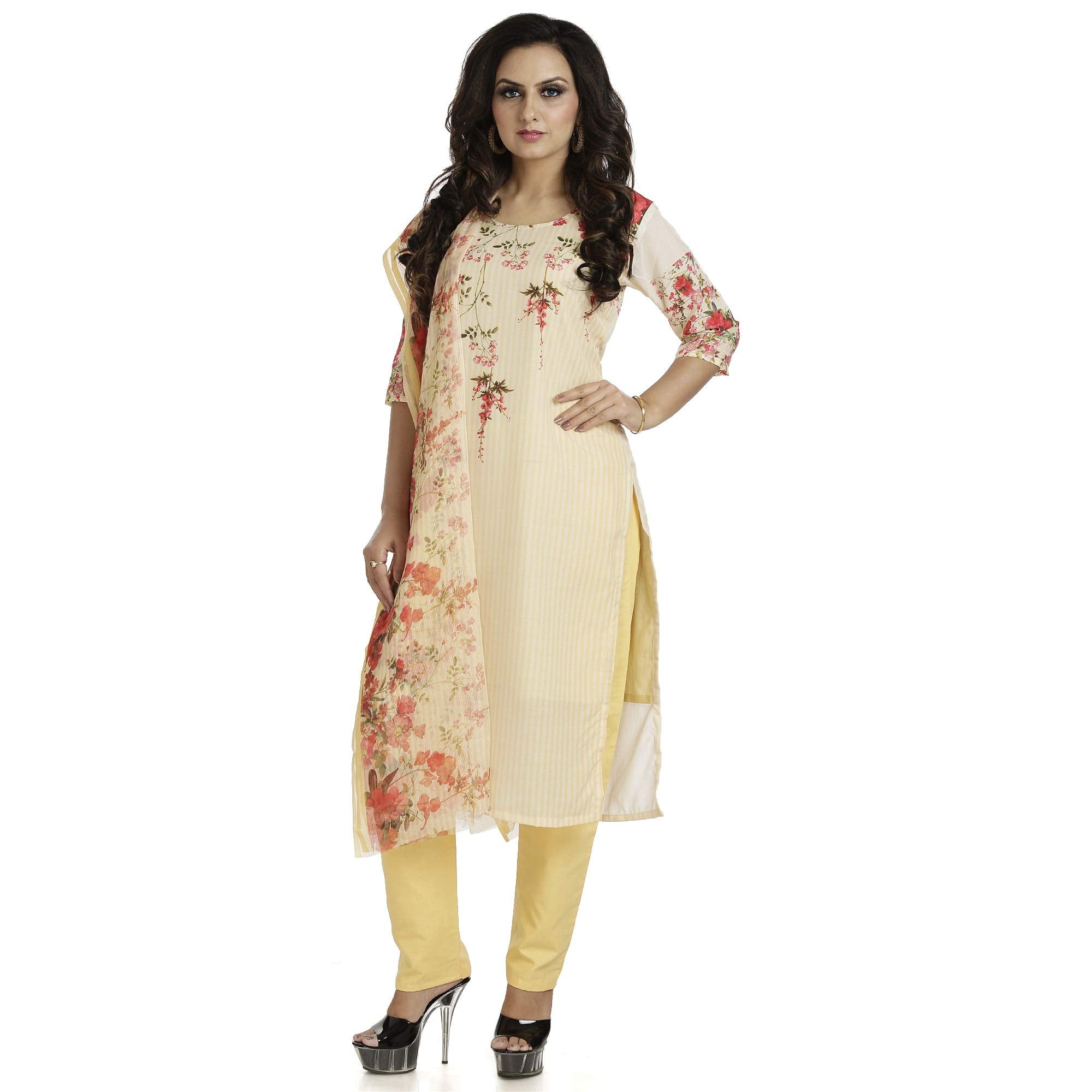 DRAVINAM Trends Women's Unstitched Muslin Digital Printed Salwar Suit Dress Material with Tabby Lining Printed Dupatta (Free size_Sea Green)