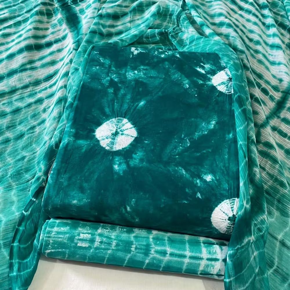 DRAVINAM Trends Unstitched Jaipuri Handmade Wax Batik Print Soft Cotton Dress Material with Dupatta