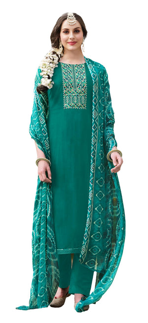 DRAVINAM Trends Women's Unstitched Salwar Suit Dress Material - Cotton Digital Printed Organza Embroidered Kameez II Unstitch Bottoms II Cotton Dupatta