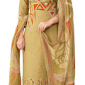 DRAVINAM Trends Kurti 2.50 mtrs,Pure Cotton Solid (2.7 m), Pure Cotton Mal Mal Print Dupatta (2.25 m)|Beige