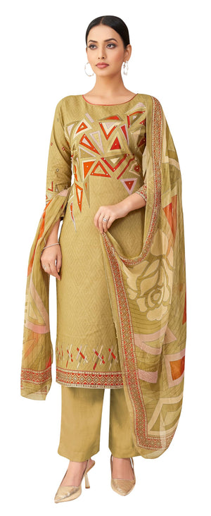 DRAVINAM Trends Kurti 2.50 mtrs,Viscose Reyon Dyed (2.7 m),Viscose German Half Pure Designer Print Dupatta (2.25 m)|Green