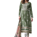 DRAVINAM Trends Women Pure Lawn Camric Digital Print Heavy Shifli Lace and Daman Heavy Embroidery Unstitched Suit Dress Material with Cotton Dupatta