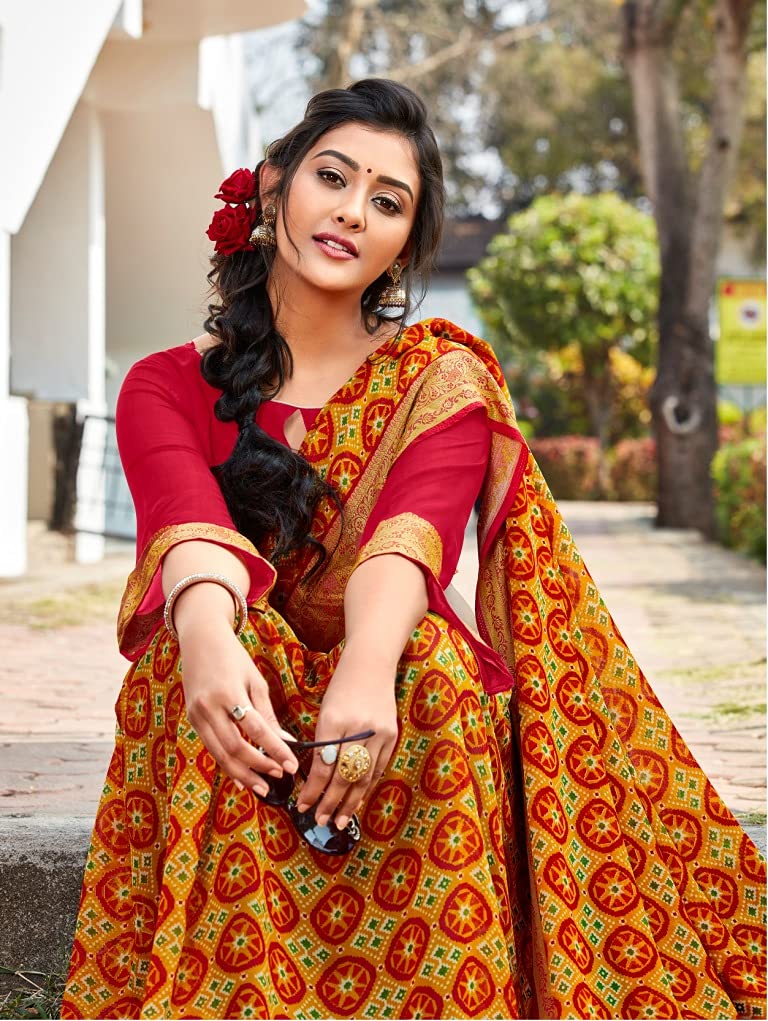 DRAVINAM Trends Women's Woven Pure Georgette Saree (Vaa_10_Dark Peach)