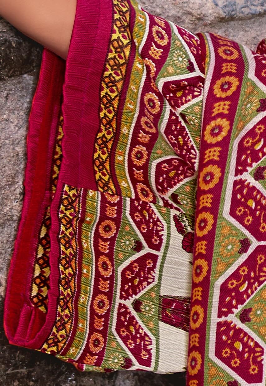 DRAVINAM Trends Women's Unstitched Pakistani Printed Pashmina Woolen Winter Salwar Suits Dress Materials with Shawl Dupatta