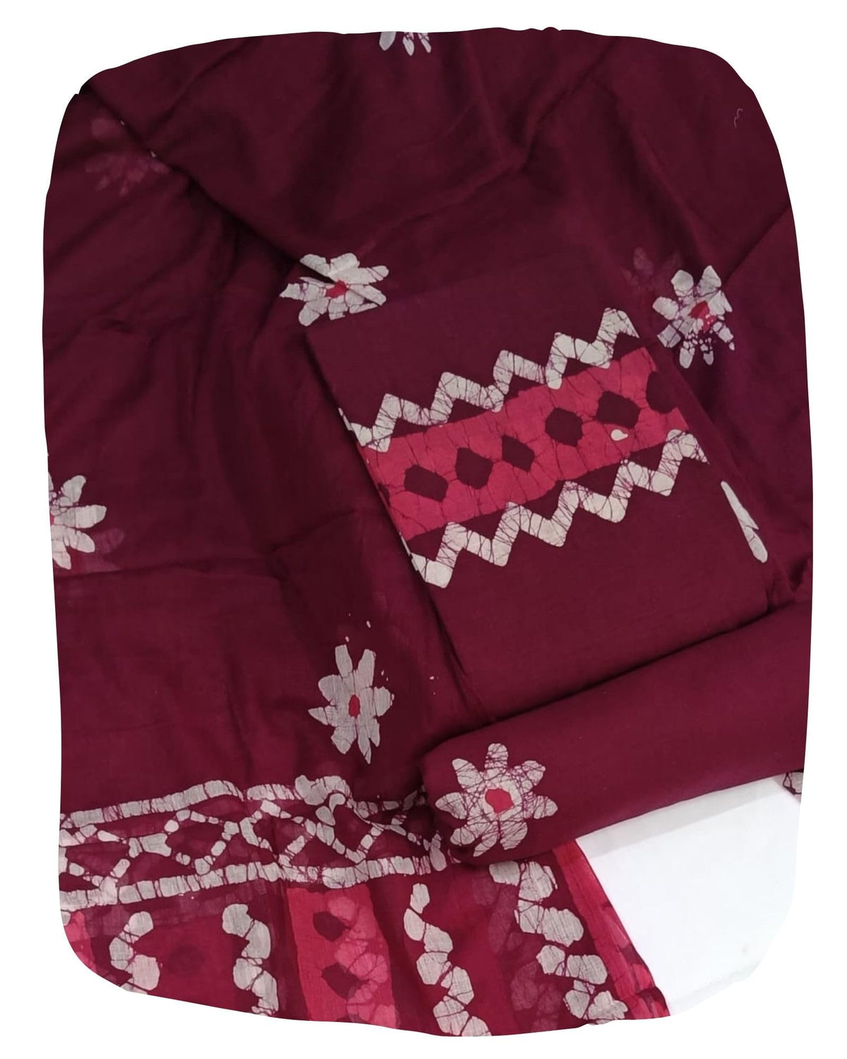 DRAVINAM Trends Hand Block Print Sanganeri Cambric Unstitched Cotton Suit Dress Material for Women with Mulmul Cotton Hand Printed Dupatta