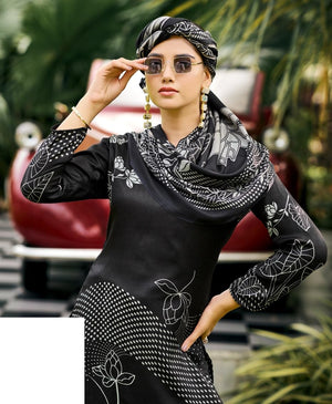 DRAVINAM Trends Women's Winter Wear Kashmiri Kani Printed Warm Salwar Kameez Dress Material with Swaroski Work and Twill Pashmina Printed Shawl Dupatta