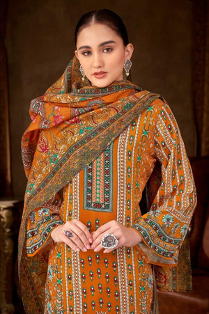 DRAVINAM Trends Women's Unstitched Salwar Suit Dress Material - Cotton Digital Printed Organza Embroidered Kameez II Unstitch Bottoms II Cotton Dupatta