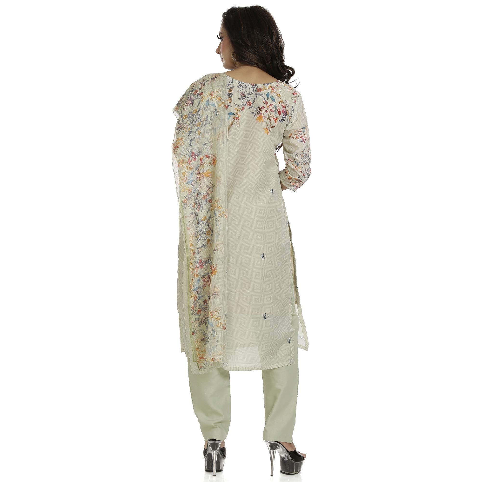 DRAVINAM Trends Women's Unstitched Muslin Digital Printed Salwar Suit Dress Material with Tabby Lining Printed Dupatta (Free size_Sea Green)
