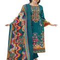 DRAVINAM Trends Women's Unstitched Salwar Suit Dress Material - Cotton Digital Printed Organza Embroidered Kameez II Solid Bottoms II Printed Dupatta