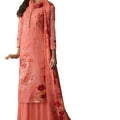 DRAVINAM Trends Women's Summer Wear Pure Linen Cotton Digital Printed Unstitched Salwar Suit Dress Material with Pure Nazneen Chiffon Printed Dupatta/Chunni (Peach)