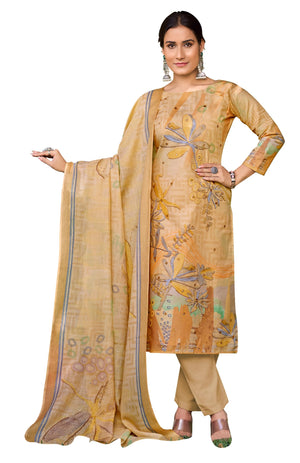 DRAVINAM Trends Women's Unstitched Salwar Suit Dress Material - Cotton Digital Printed Organza Embroidered Kameez II Unstitch Bottoms II Cotton Dupatta