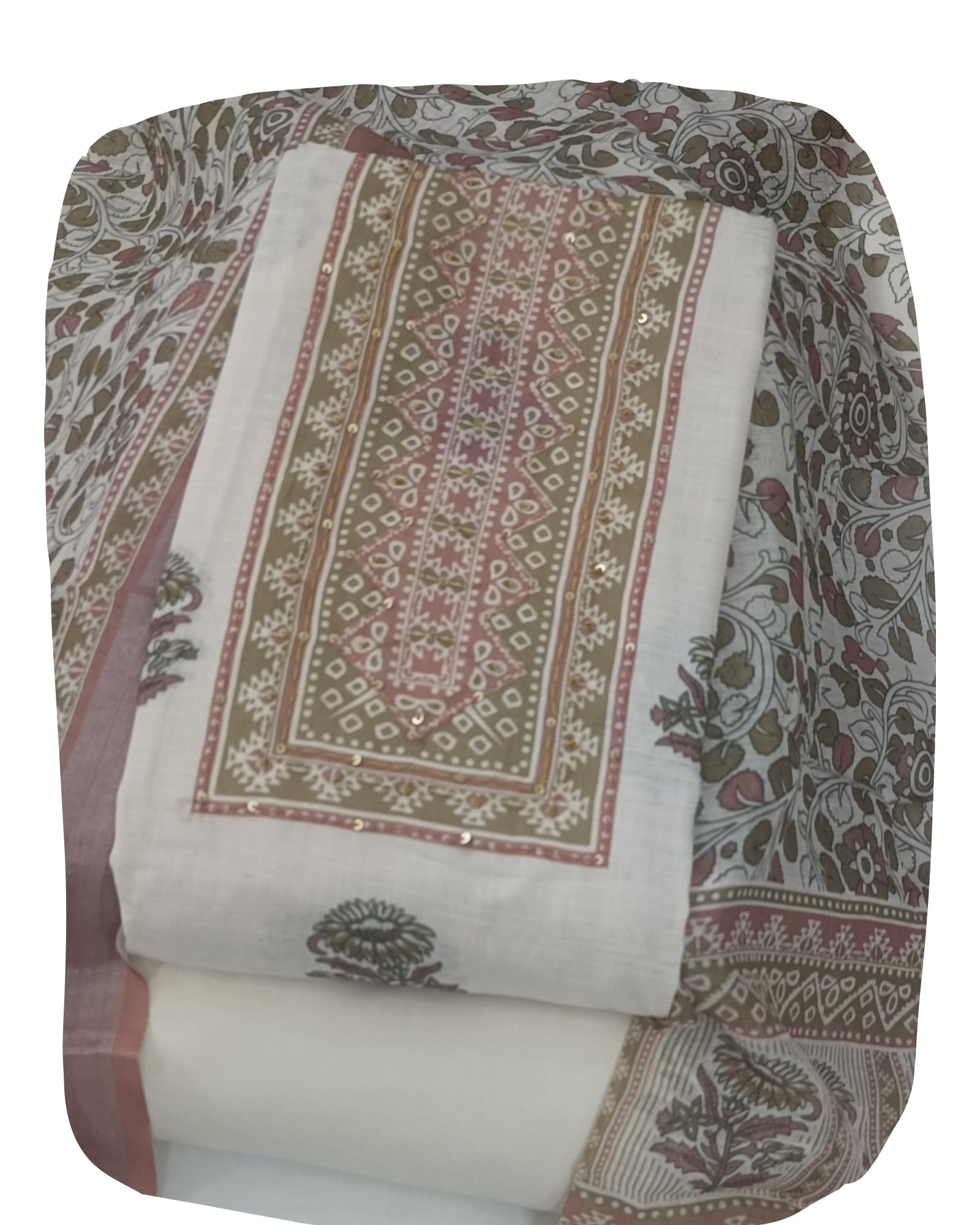 DRAVINAM Trends Women's Premium Pure Linen Floral Printed Unstitched Salwar Suit Dress Material with Dupatta