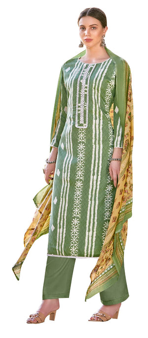 DRAVINAM Trends Unstitched Rayon Kurta Pant Dress Material Set with Cotton Printed Dupatta for Women
