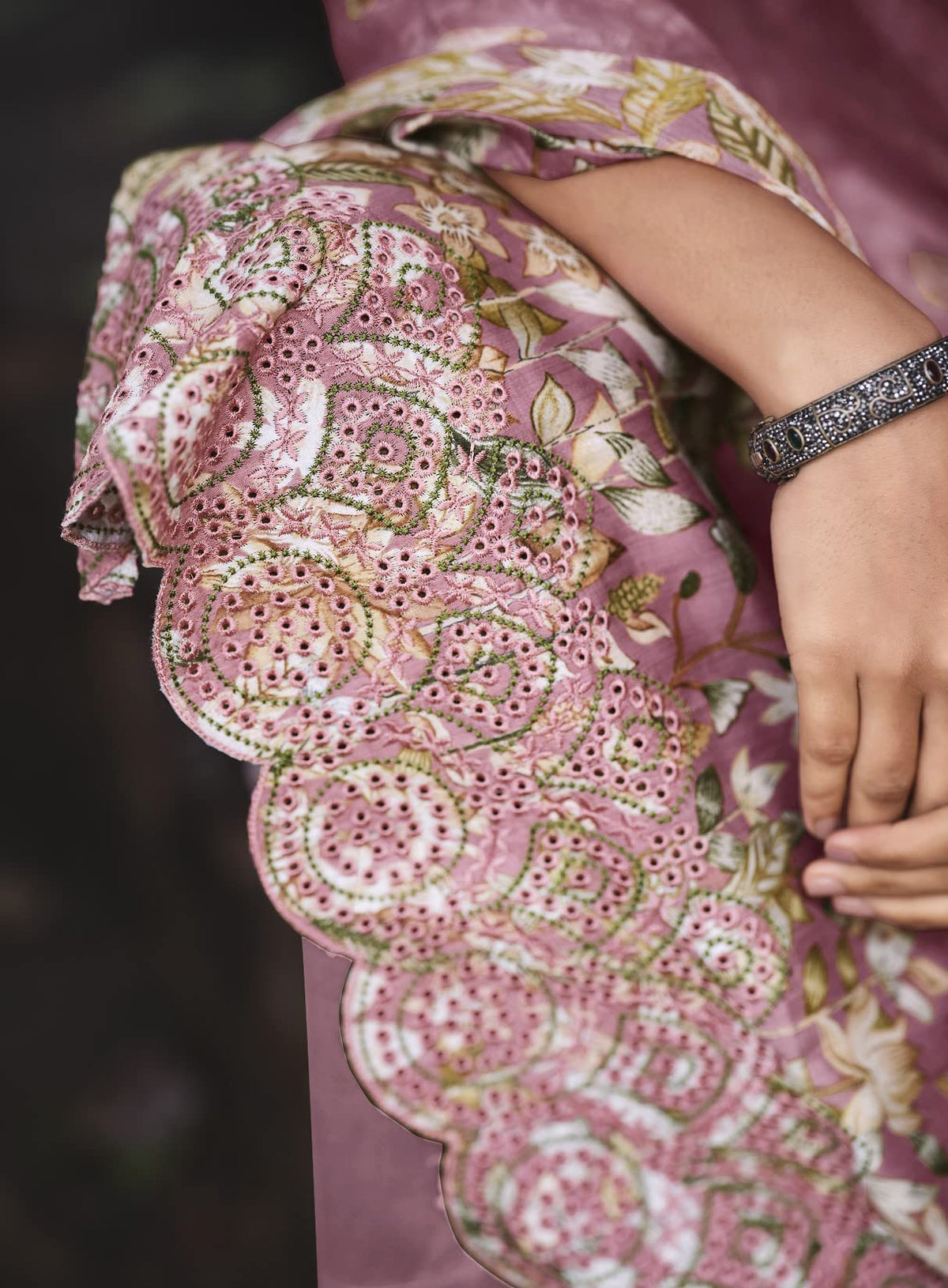 DRAVINAM Trends Unstitched Digital Printed Pure Cotton Embroidered Suit Set with Pure Bember Dupatta