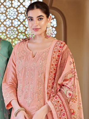 DRAVINAM Trends Kurti 2.50 mtrs,Pure Cotton Solid (2.7 m), Pure Cotton Mal Mal Print Dupatta (2.25 m)|Green