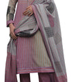 DRAVINAM Trends Women's Unstitched Embroidered Pure Cambric Cotton Salwar Suit Dress Material with Digital Printed Pure Mal Cotton Dupatta (Pink and Grey)