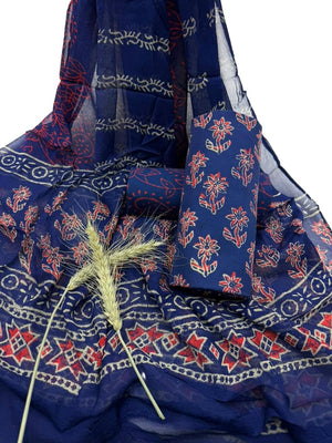 DRAVINAM Trends Women's White Unstitched Dress Material | Hand-Painted Yellow Rose Floral Print Suit with Sheer Chiffon Dupatta