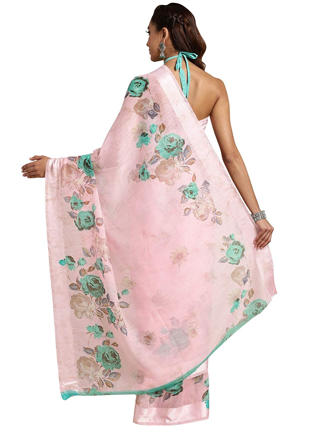 DRAVINAM Trends Women's Woven Kota Linen Printed Saree with Blouse Piece (Light Brown_SareeSRZ_11)