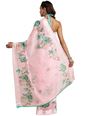 DRAVINAM Trends Women's Woven Kota Linen Printed Saree with Blouse Piece (Light Brown_SareeSRZ_11)