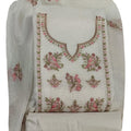 DRAVINAM Trends Women's Kota Doriya Embroidered Unstitched Salwar Suit Dress Material with Inner Lining & Kota Doriya Dupatta - Off-White/Pearl