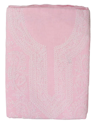DRAVINAM Trends Women’s Cotton Unstitched Chikankari Suit Set with Dupatta & Bottom | Hand-Embroidered Lucknowi Dress Material | Premium Ethnic Wear for Women | Free Size (3-Piece)