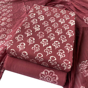 DRAVINAM Trends Unstitched Jaipuri Handmade Wax Batik Print Soft Cotton Dress Material with Dupatta