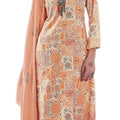 DRAVINAM Trends Women's Winter wear Hand Embroidered Digital Print woollen Pure pashmina Unstitched Salwar Kameez Dress material with Pashmina Embroidered Shawl Dupatta (Orange)