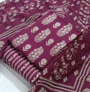 DRAVINAM Trends Discharge Prints Pure Soft Cotton Unstitched Salwar Suit Dress Material with Cotton Dupatta