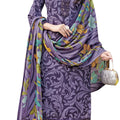 DRAVINAM Trends Kurti 2.50 mtrs,Pure Cotton Solid (2.7 m), Pure Cotton Mal Mal Print Dupatta (2.25 m)|Purple