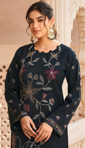 DRAVINAM Trends Women's Unstitched Salwar Suit Dress Material Pure Viscose Maslin Digital Print Embroidered Kameez Plain Unstitched Bottoms and Maslin Digital print Dupatta