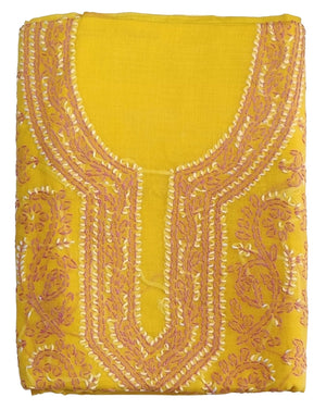 DRAVINAM Trends Women’s Cotton Unstitched Chikankari Suit Set with Dupatta & Bottom | Hand-Embroidered Lucknowi Dress Material | Premium Ethnic Wear for Women | Free Size (3-Piece)