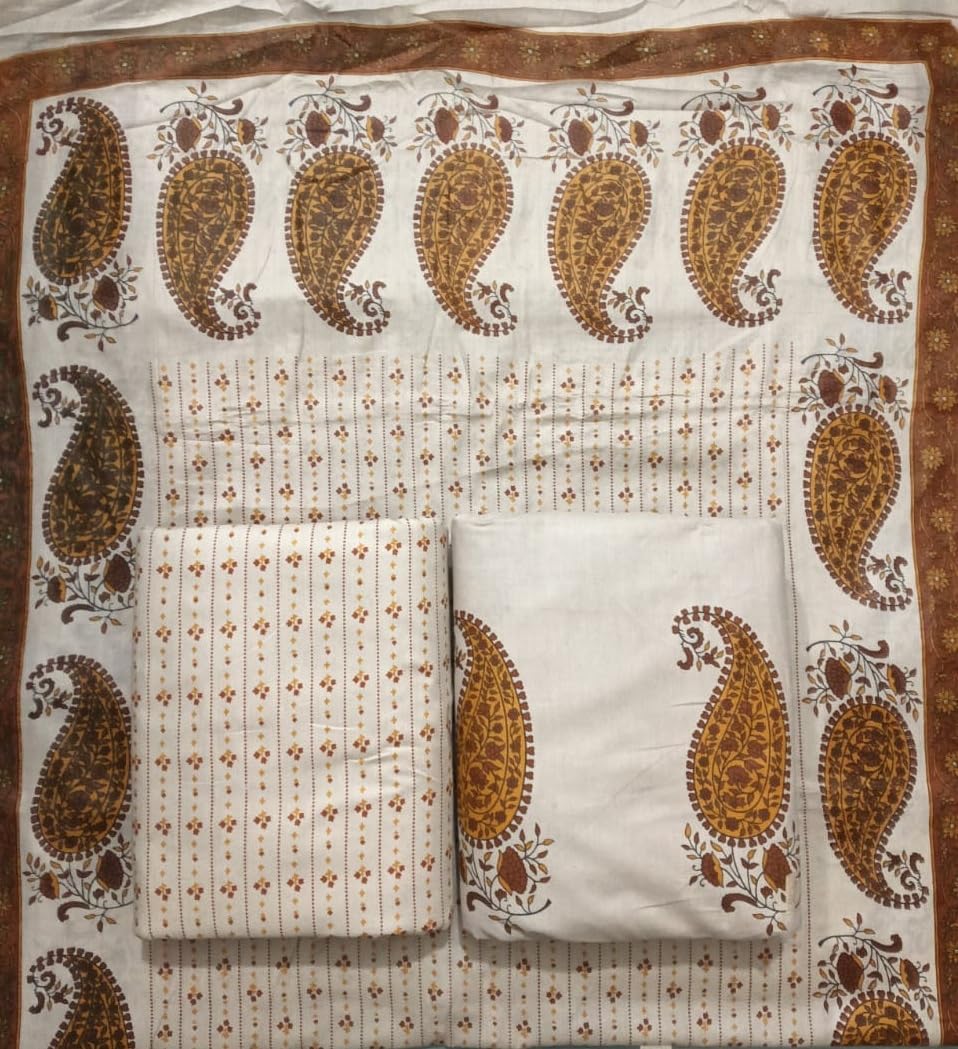 DRAVINAM Trends Jaipuri Print Cambric Cotton Unstitched Salwar Suit Dress Material for Women with Mulmul Cotton Dupatta