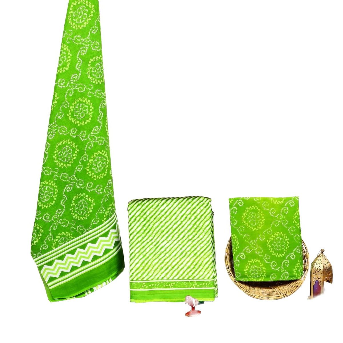 DRAVINAM Trends Hand Block Print Jaipuri Cambric Unstitched Cotton Suit Dress Material for Women with Mulmul Cotton Hand Printed Dupatta