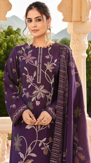 DRAVINAM Trends Women's Unstitched Salwar Suit Dress Material Pure Viscose Maslin Digital Print Embroidered Kameez Plain Unstitched Bottoms and Maslin Digital print Dupatta
