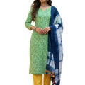 Hand Block Print Bagru Cambric Unstitched Cotton Suit Dress Material for Women with Pure Chiffon Hand Printed Dupatta
