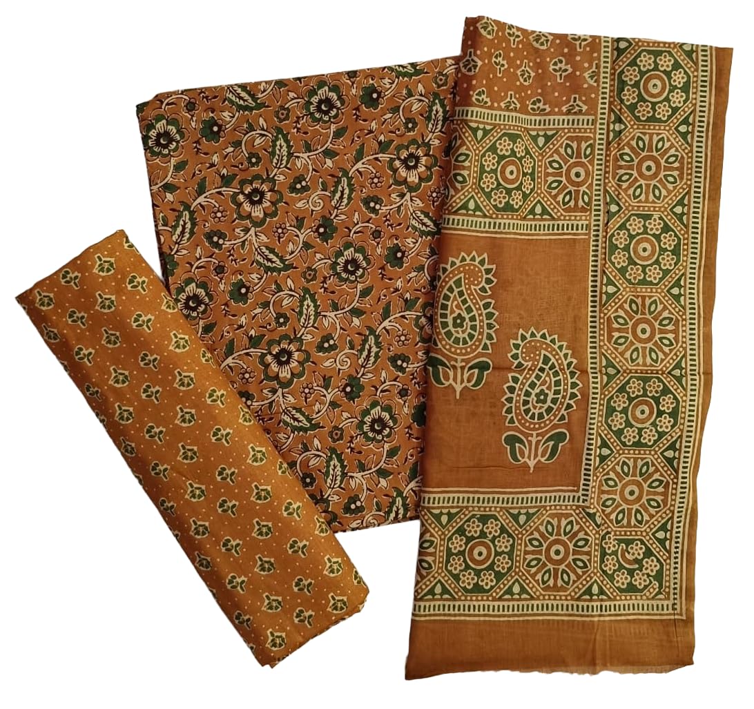 DRAVINAM Trends Jaipuri Print Cambric Cotton Unstitched Salwar Suit Dress Material for Women with Mulmul Cotton Dupatta
