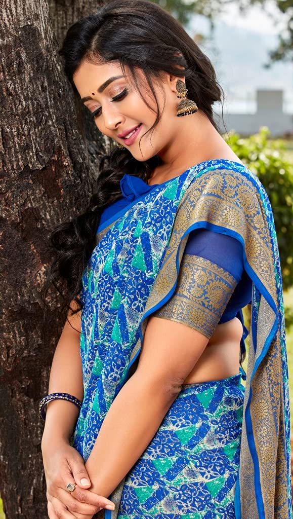 DRAVINAM Trends Women's Woven Pure Georgette Saree (Vaa_10_Dark Peach)