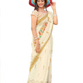 DRAVINAM Trends Women's Tussar Silk Printed Saree with Blouse Piece (SareeSRSha_5_Off White)