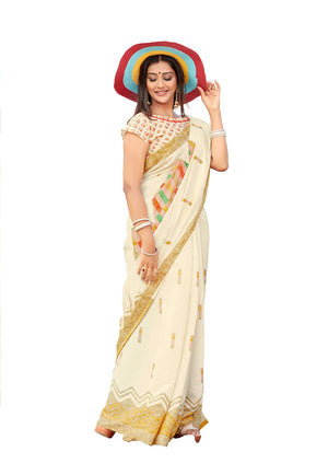 DRAVINAM Trends Women's Tussar Silk Printed Saree with Blouse Piece (SareeSRSha_10_Light Pink)