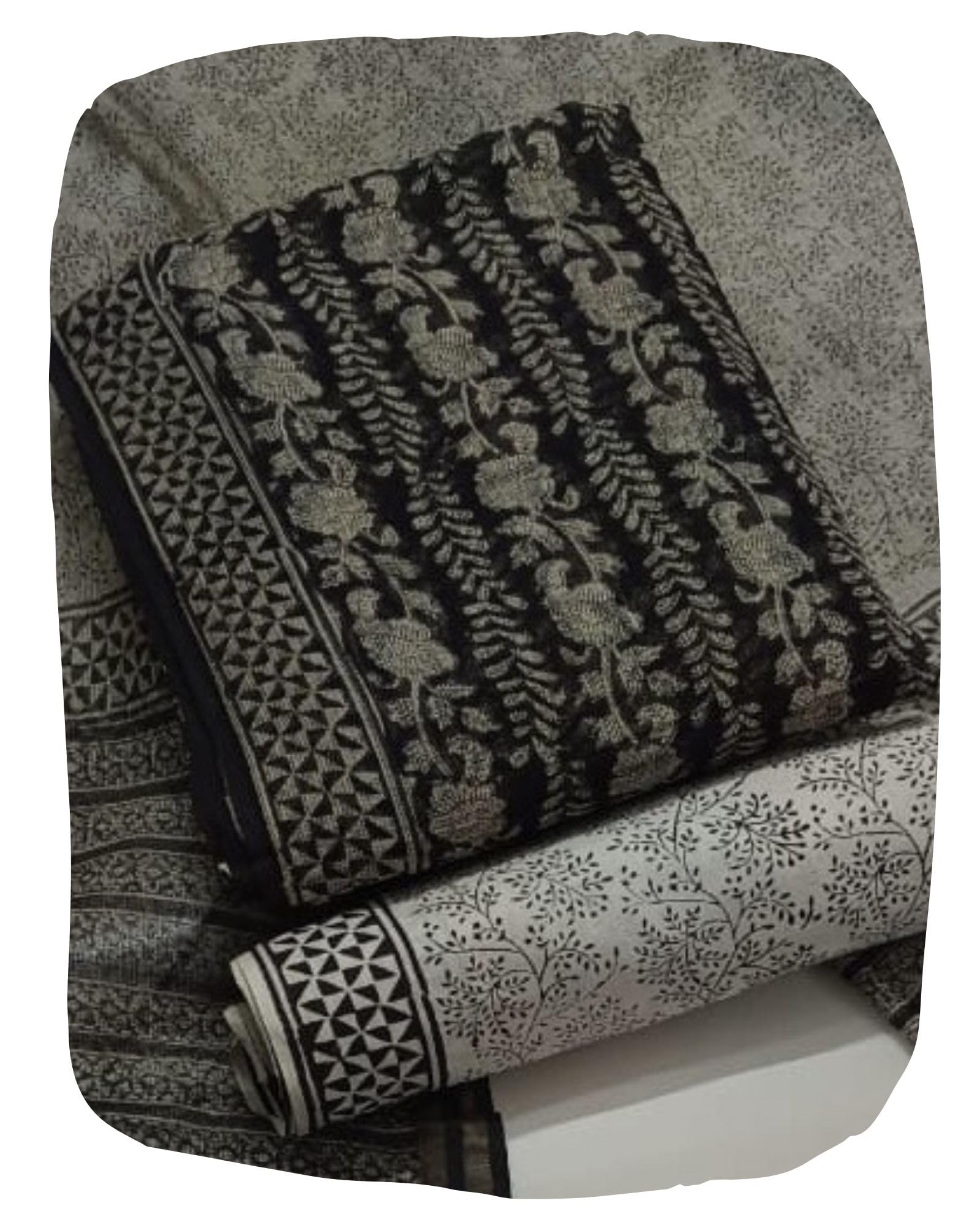 DRAVINAM Trends Jaipuri Hand Block Print Pure Kota Doriya Unstitched Suit Dress Material with Kota Doriya Hand Printed Dupatta
