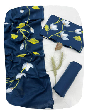 DRAVINAM Trends Hand Block Print Jaipuri Cambric Unstitched Cotton Suit Dress Material for Women with Mulmul Cotton Hand Printed Dupatta