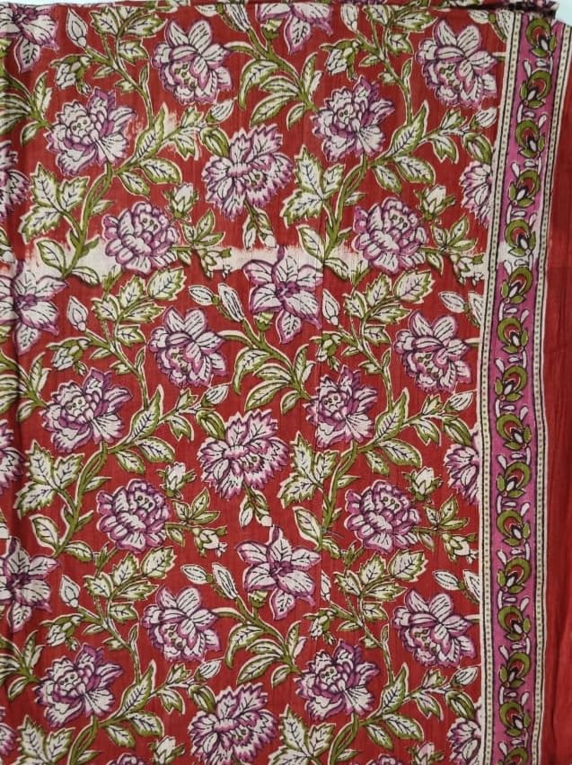 DRAVINAM Trends Jaipuri Sanganari Print Cambric Cotton Unstitched Salwar Suit Dress Material for Women with Mulmul Cotton Dupatta