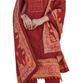 DRAVINAM Trends Women's Unstitched Woollen Pashmina Embroidered Salwar Suit Dress Material with Pashmina Printed Shawl Dupatta (Free size_Red)