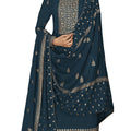 DRAVINAM Trends Women's Pure Georgette Heavy Embroidered Pakistani Salwar suit Dress Material with Embroidered Georgette Dupatta (Free Size)(Pakistani Salwar Suit) (Blue)
