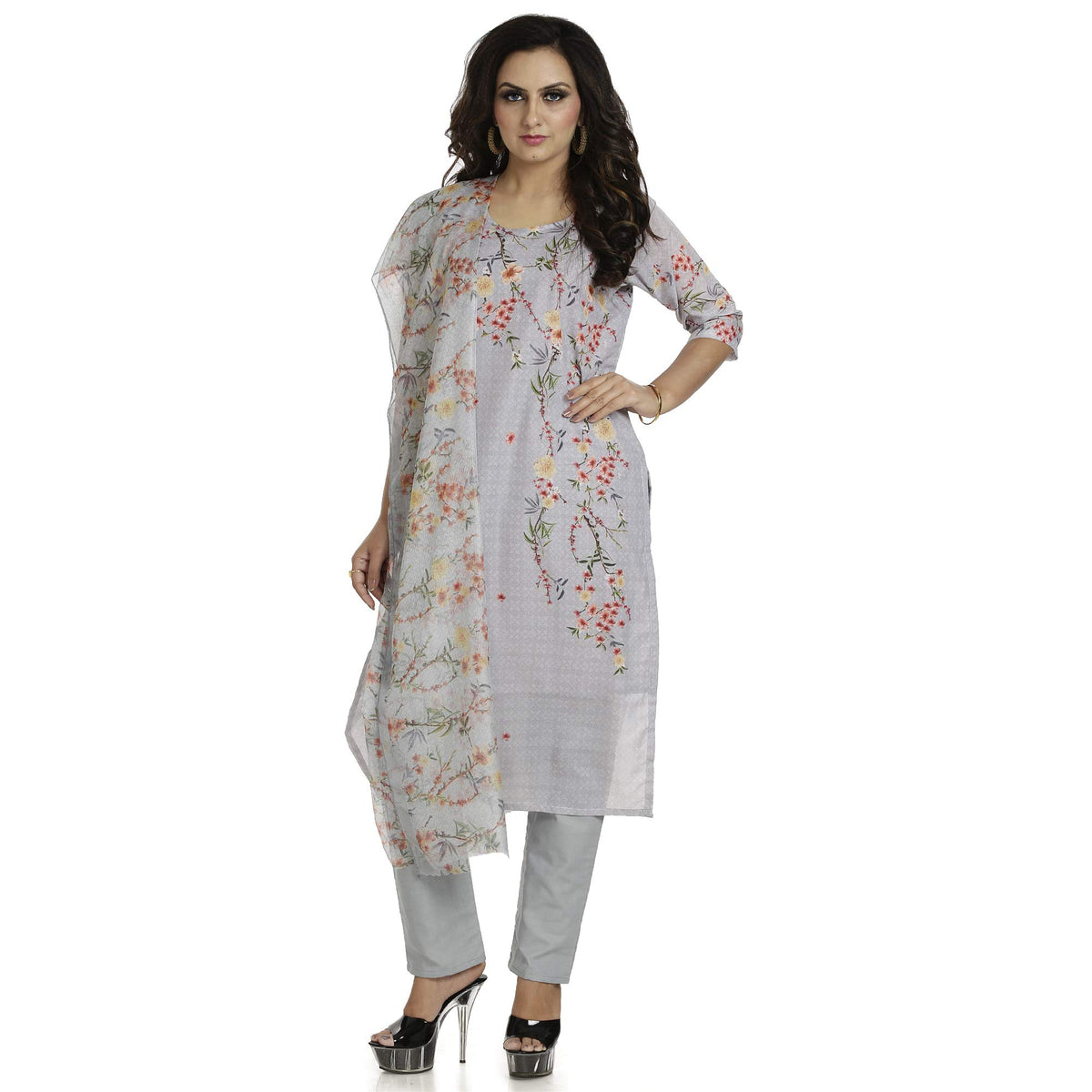 DRAVINAM Trends Women's Unstitched Muslin Digital Printed Salwar Suit Dress Material with Tabby Lining Printed Dupatta (Free size_Sea Green)