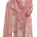 Women's Jam Cotton Digital Printed Plazzo Suit Dress Material with Embroidered Organza Dupatta (Pink)