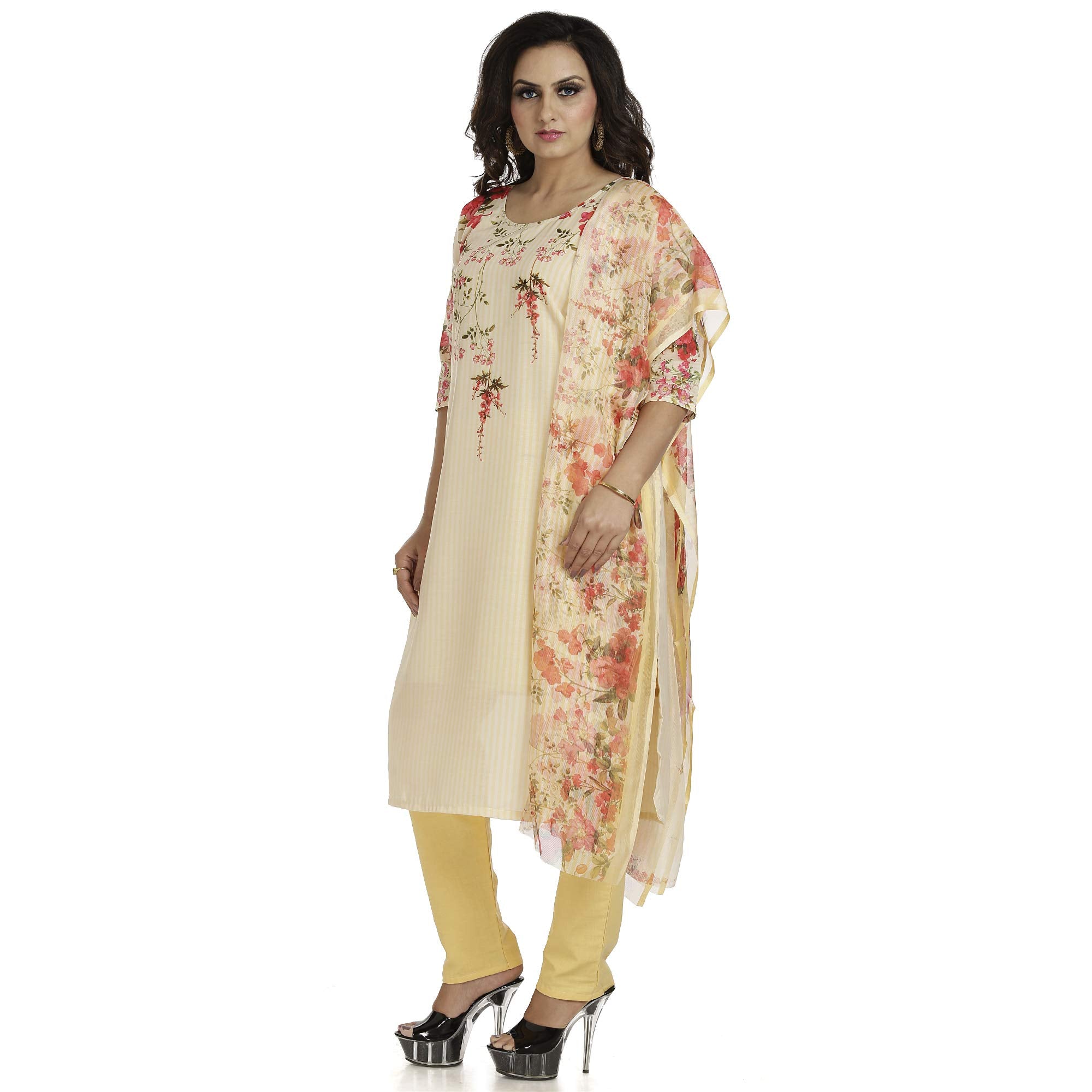 DRAVINAM Trends Women's Unstitched Muslin Digital Printed Salwar Suit Dress Material with Tabby Lining Printed Dupatta (Free size_Sea Green)