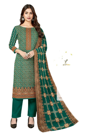 DRAVINAM Trends Women's Unstitched Winter Wear Kashmiri Kani Printed Heavy Woolen Pashmina Salwar Suit Dress Material with Printed Shawl Dupatta