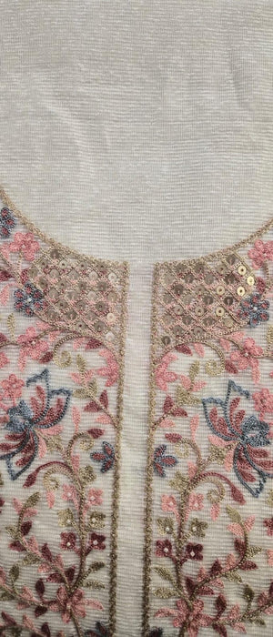 DRAVINAM Trends Women Embroidered Kota Doriya Unstitched Suit Dress Material with Soft Kota Embroidered Dupatta (Cotton Bottoms and Inner Fabric Included)